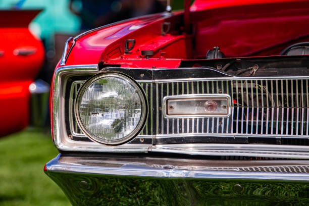 istock Old American muscle car half front side 1197536436