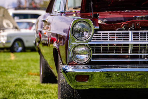istock Old American muscle car half front side 1197536516