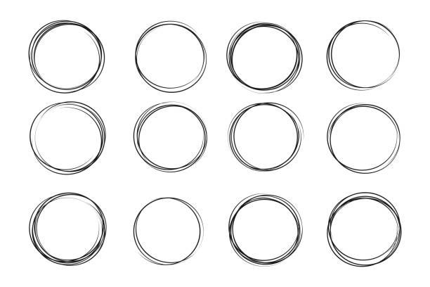 illustrazioni stock, clip art, cartoni animati e icone di tendenza di set di schizzi cerchio disegnato a mano - circle