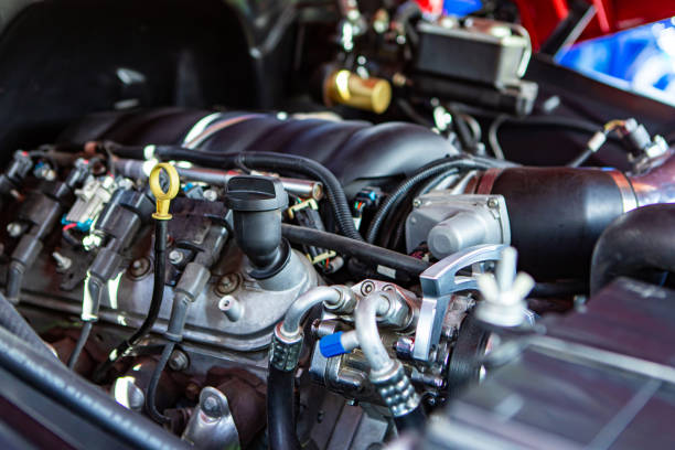 istock Close up view of modern car engine 1197537500