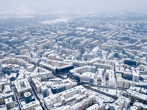 beautiful snow covered Geneva city in Winter time