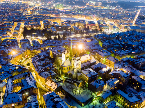 istock aerial view snow covered old city Geneva 1197538575