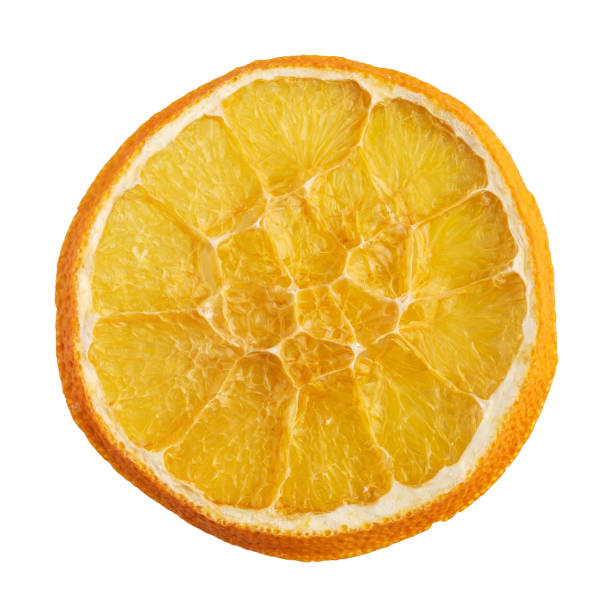 istock dried orange slices isolated on white background. Top view 1197538912