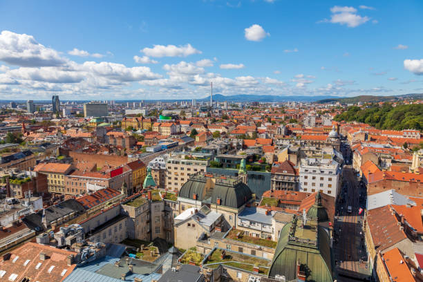 Zagreb City Center Rooftops stock photo