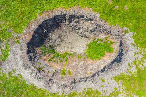 istock Aerial drone view of Crater Eldborg in Iceland 1197547076