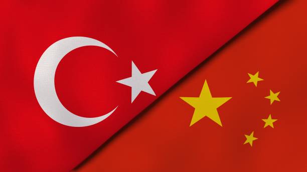 Turkey China national flags. News, reportage, business background. 3D illustration stock photo