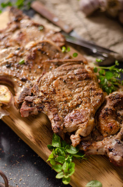 istock Grilled pork chops with peppers 1197556625