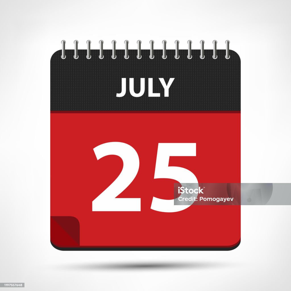 July 25 Calendar Icon Calendar Design Template Stock Illustration July 25 Calendar Icon Calendar Design Template Stock Illustration