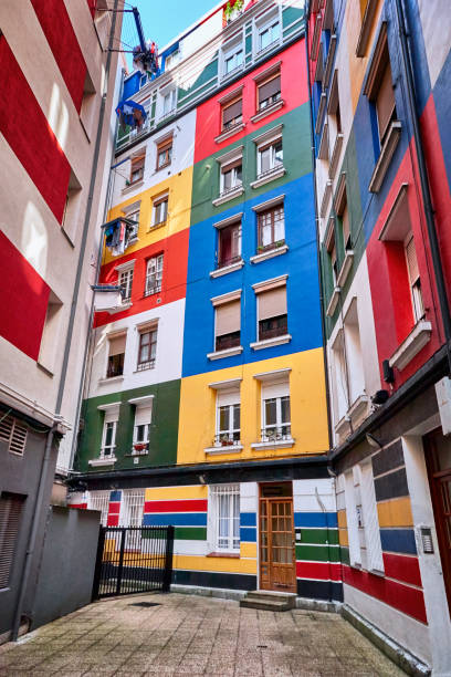 istock Multicolored residential building facade 1197561731