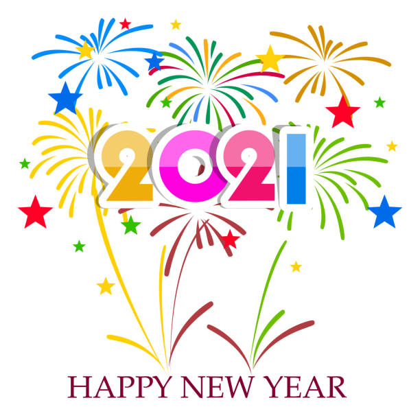 ilustrações de stock, clip art, desenhos animados e ícones de happy new year 2021 with firework background. firework display colorful for holidays. - independence spark fire flame