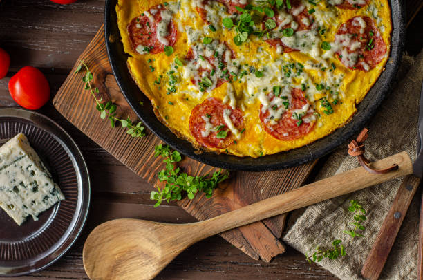 istock Omelette with salami and blue cheese 1197565029