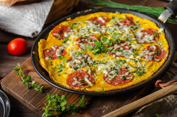 istock Omelette with salami and blue cheese 1197565112