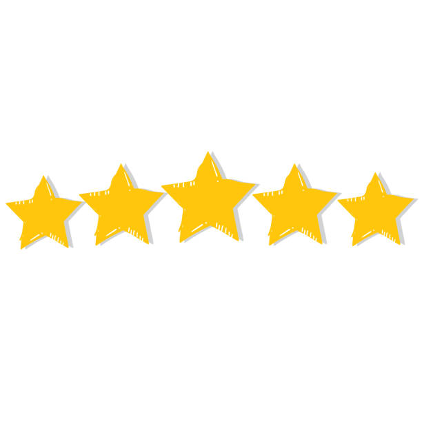 istock Five stars customer product rating review with hand drawn doodle cartoon style 1197572385