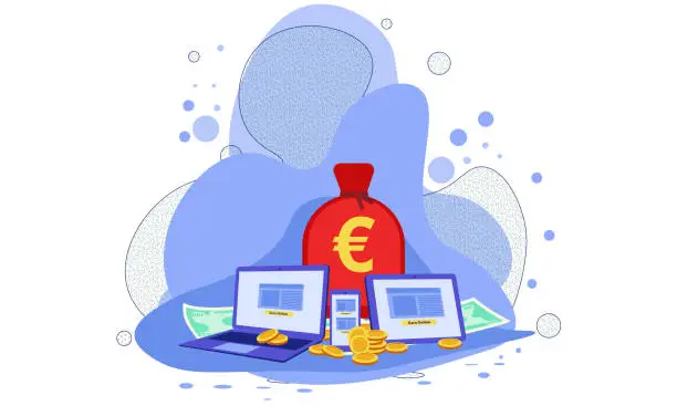 Vector illustration of Earn Point concept, euro currency business concept