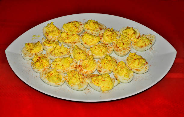 Deviled eggs stock photo