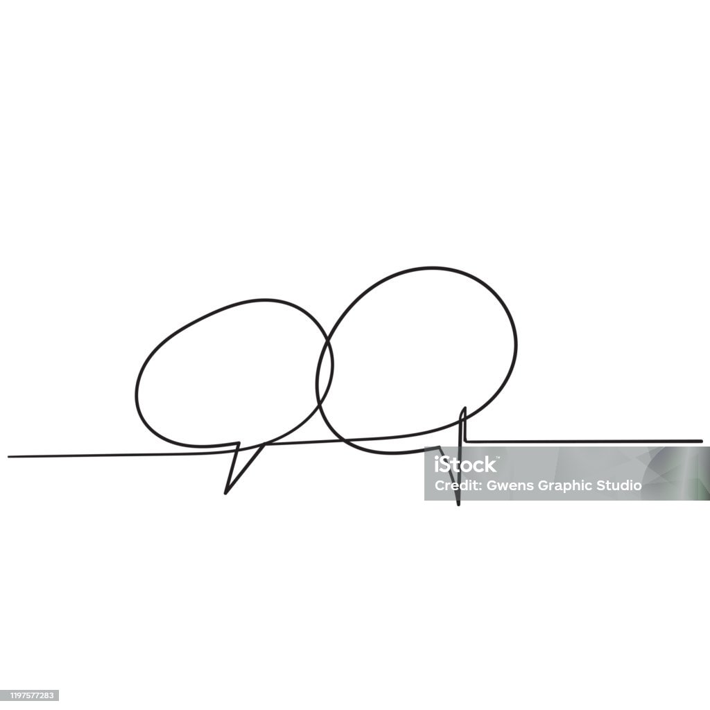 手繪氣泡語音插圖與一個單一行樣式 - 免版稅線條畫圖庫向量圖形