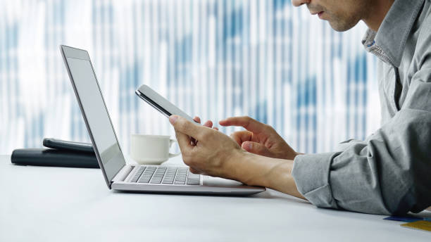 istock Use laptops and cell phones to work indoors. 1197582589