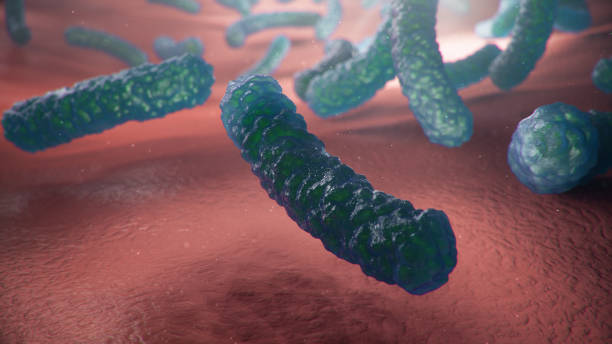 istock 3d illustration viruses causing infectious diseases, decreased immunity. Concept of viral disease. Virus abstract background. Cell infect organism. Abstract pathogenic bacteria. Rabies virus 1197582723