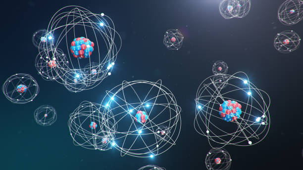 istock Abstract atom model. Atom is the smallest level of matter that forms chemical elements. Glowing energy balls. Nuclear reaction. Concept nanotechnology. Neutrons and protons - nucleus. 3D Illustration 1197582836