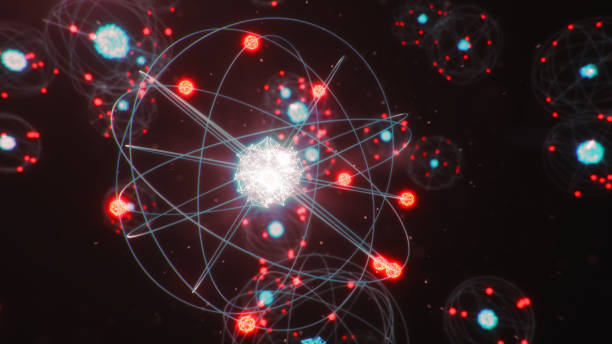 istock 3D Illustration Atomic structure. Atom is the smallest level of matter that forms chemical elements. Glowing energy balls. Nuclear reaction. Concept nanotechnology. Neutrons and protons - nucleus. 1197582843