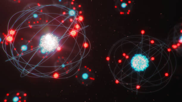istock 3D Illustration Atomic structure. Atom is the smallest level of matter that forms chemical elements. Glowing energy balls. Nuclear reaction. Concept nanotechnology. Neutrons and protons - nucleus. 1197582847