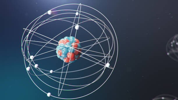 istock Abstract atom model. Atom is the smallest level of matter that forms chemical elements. Glowing energy balls. Nuclear reaction. Concept nanotechnology. Neutrons and protons - nucleus. 3D Illustration 1197582849
