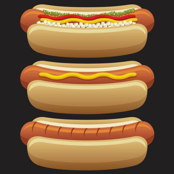 ilustraciones, imágenes clip art, dibujos animados e iconos de stock de calientes dogs - pickle relish