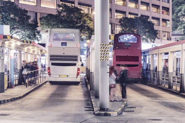 istock Buses stand by the platforms before departure. Kowloon. 1197584302