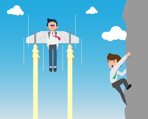 istock Salary Man are Bunged up Quickly with a Rocket Attached to the Back. If you have a good plan, a good business plan, you will reach faster than others. Startup 1197587353