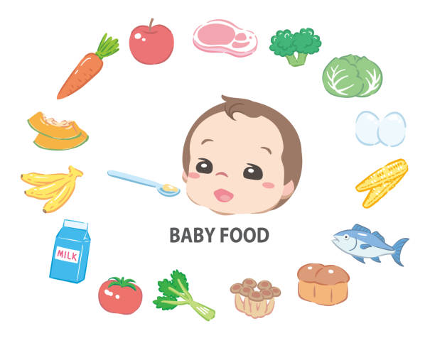 illustrazioni stock, clip art, cartoni animati e icone di tendenza di alimenti per bambini. - baby carrot illustrations