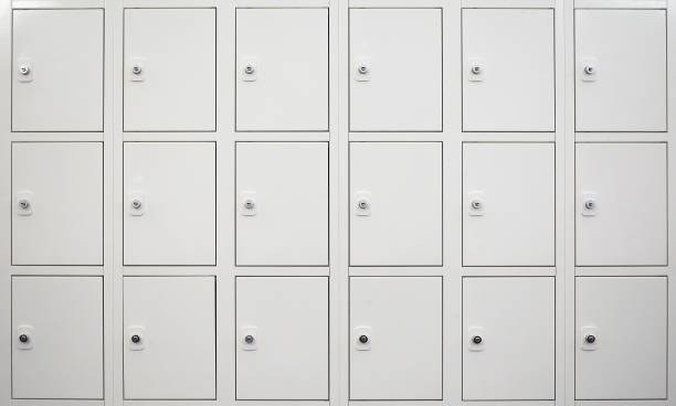 white locker cabinet stock photo