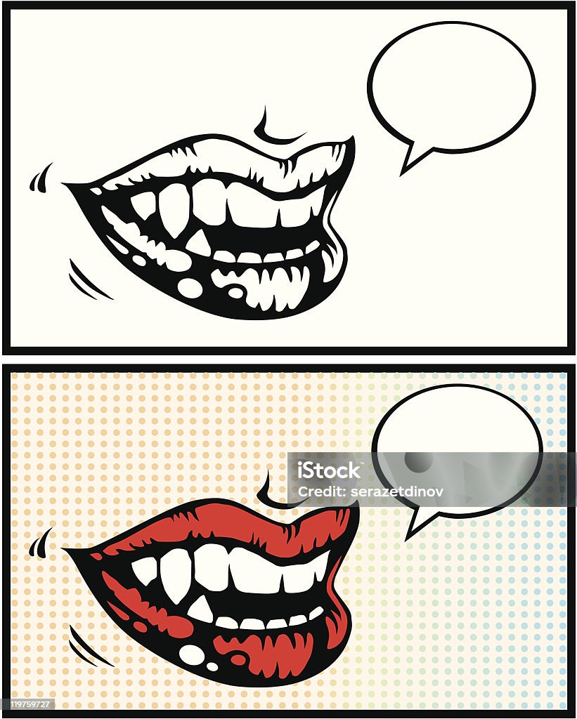 Kobiet usta z Czerwona szminka - Grafika wektorowa royalty-free (Atrament)
