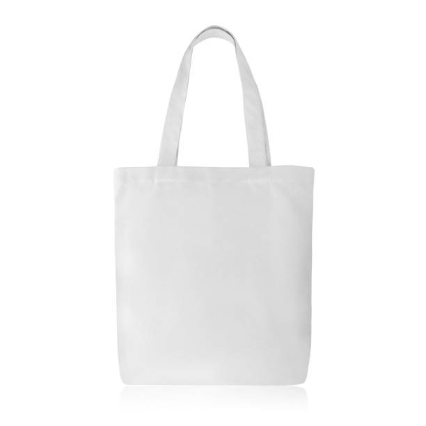 bolsa de ropa de moda en color negro ecológico aislada sobre fondo blanco. - shopping bag white isolated blank fotografías e imágenes de stock