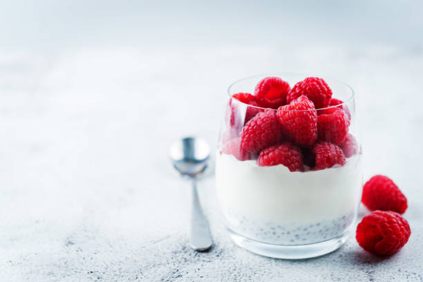 istock Greek yogurt Chia seeds raspberry parfait 1197604829