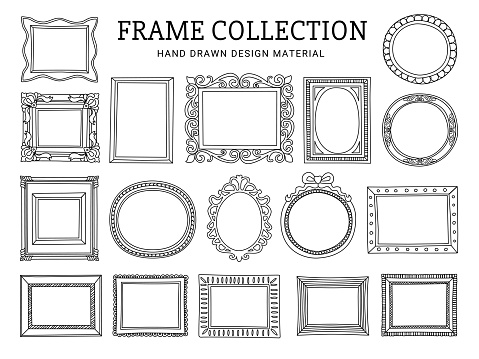 Basic Drawing Line Frame Decoration Line Drawing Frame Collection Stock Illustration - Download ...