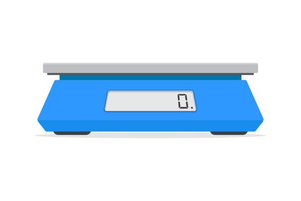 Electronic scales for products. Electronic scales for products. Kitchen scales, isolated on a white background, vector illustration scale stock illustrations