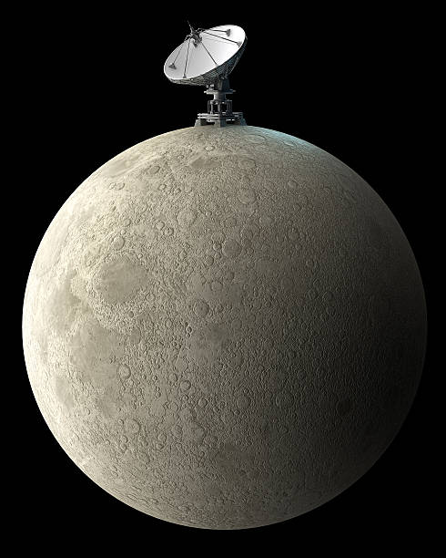 istock Moon with big satellite dishes antenna (Doppler radar) 119761728