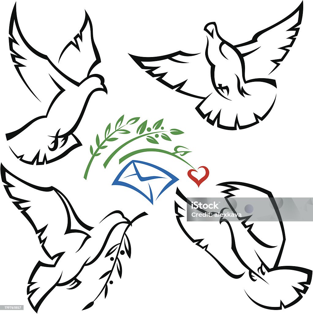 Ensemble de ces pigeons - clipart vectoriel de Aile d'animal libre de droits