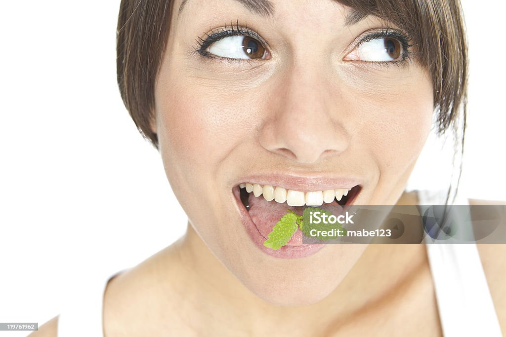 Mint auf der Zunge - Lizenzfrei Sichtbarer Atem Stock-Foto