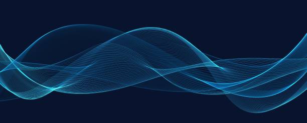 istock Abstract background with wave of flowing particles over dark, smooth curve shape lines 1197623029