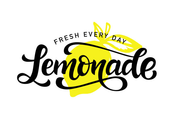 Lemonade vector badge, modern calligraphy Lemonade vector  badge, modern calligraphy Fresh every day. Hand written lettering for cafe, menu. Vintage retro style. lemonade stock illustrations