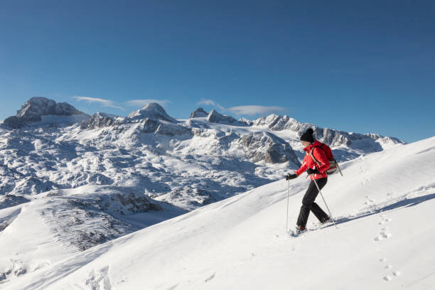 istock Downhill snowshoeing at Dachstein-Krippenstein, Austria. 1197643338