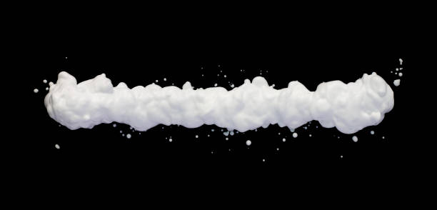 Shiny shaving foam line on black background