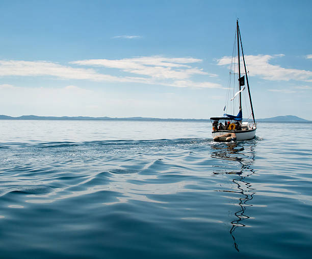 istock White yacht sailing on calm sea 119764548