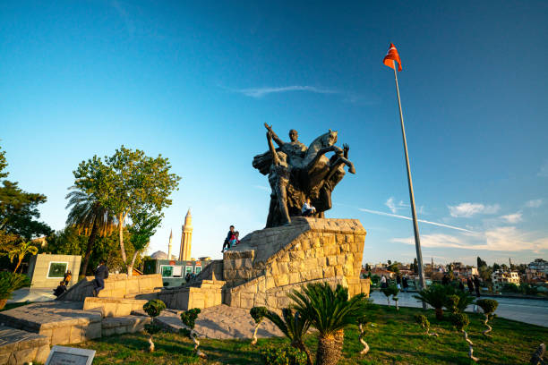 Antalya/Turkey- The statue of Mustafa Kemal Ataturk stock photo