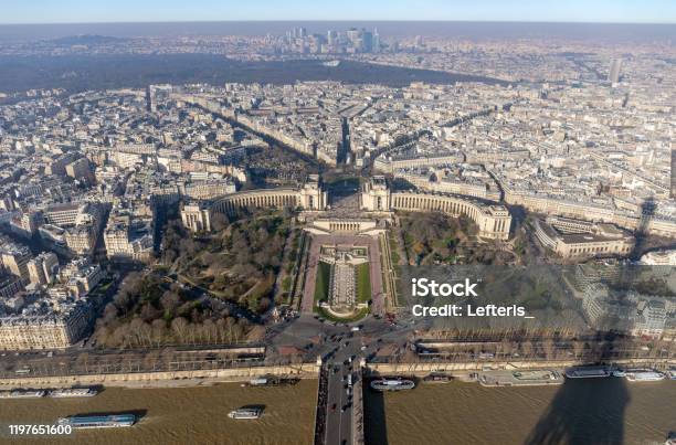 Panoramic View Of Paris From Eiffel Tower Stock Photo - Download Image Now - Above, Angle, Architecture