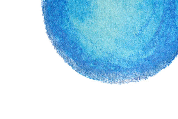 istock watercolor circle edge. circle blue drenched with texture. for card design on white background isolated template 1197653957