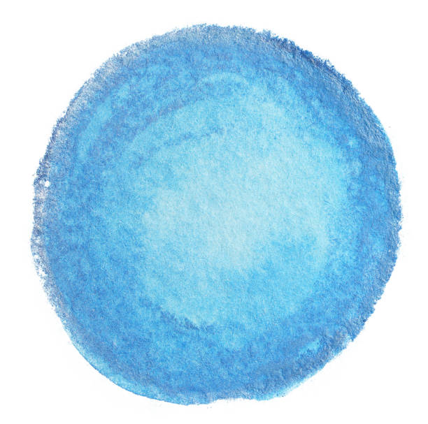 istock watercolor circle blue drenched with texture. for card design on white background isolated template 1197653968