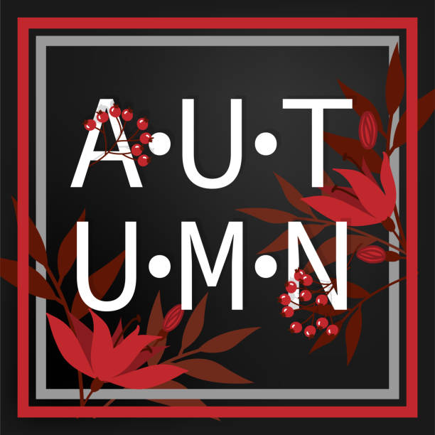 istock Autumn background with Autumn is here text on autumn leaves frame on black background. Vector illustration. 1197654179