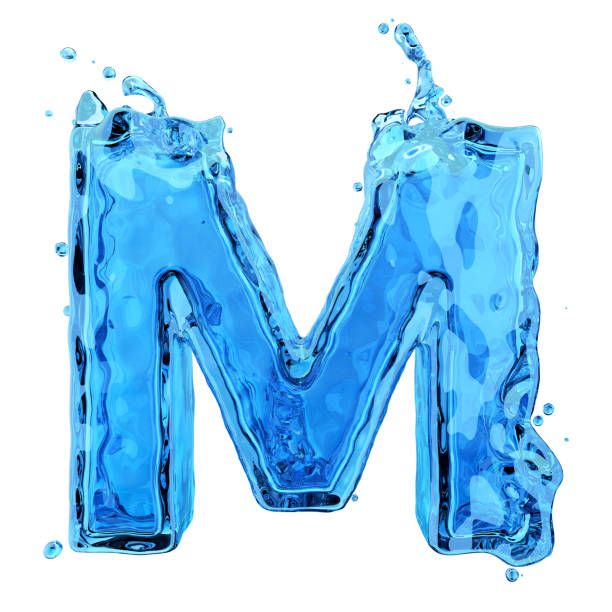 istock Liquid letter M water splash isolated on white background 1197655327